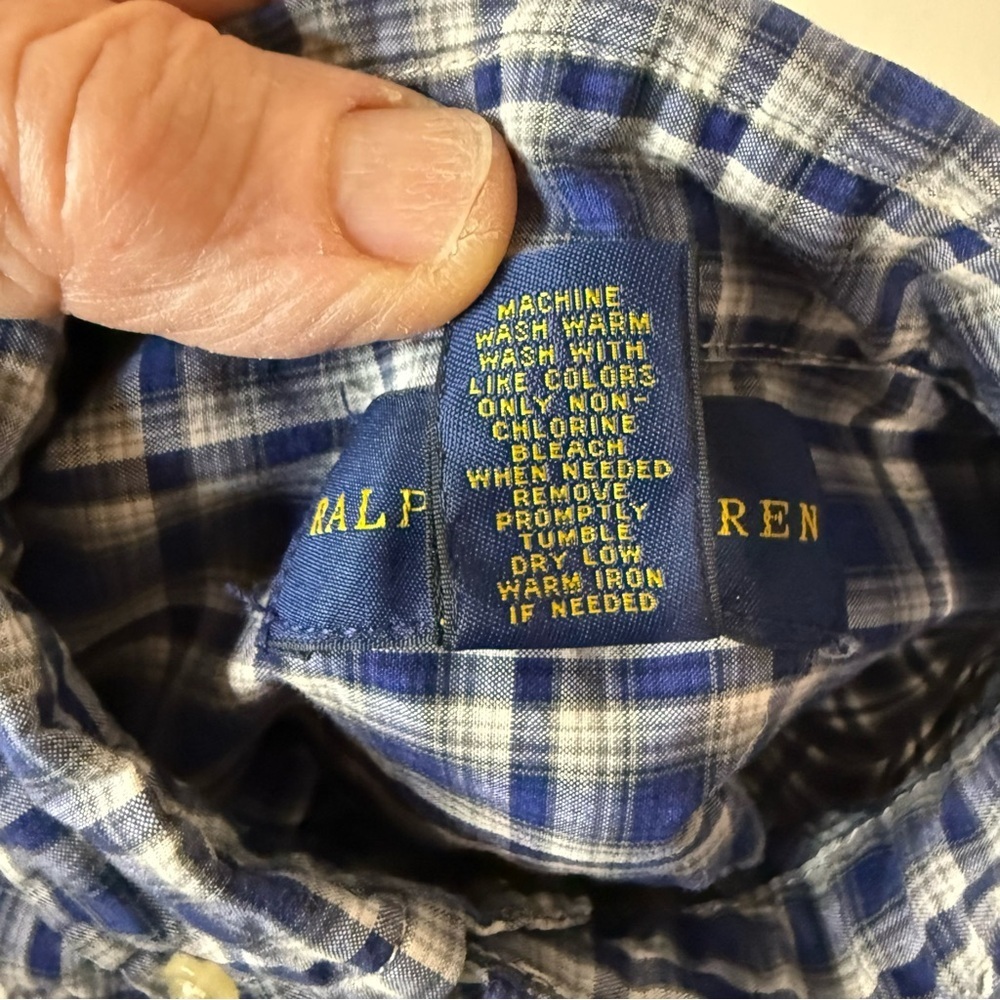 Ralph Lauren Button Down Shirt Long Sleeves Blue Plaid Boy’s Size 4 - Picture 8 of 9